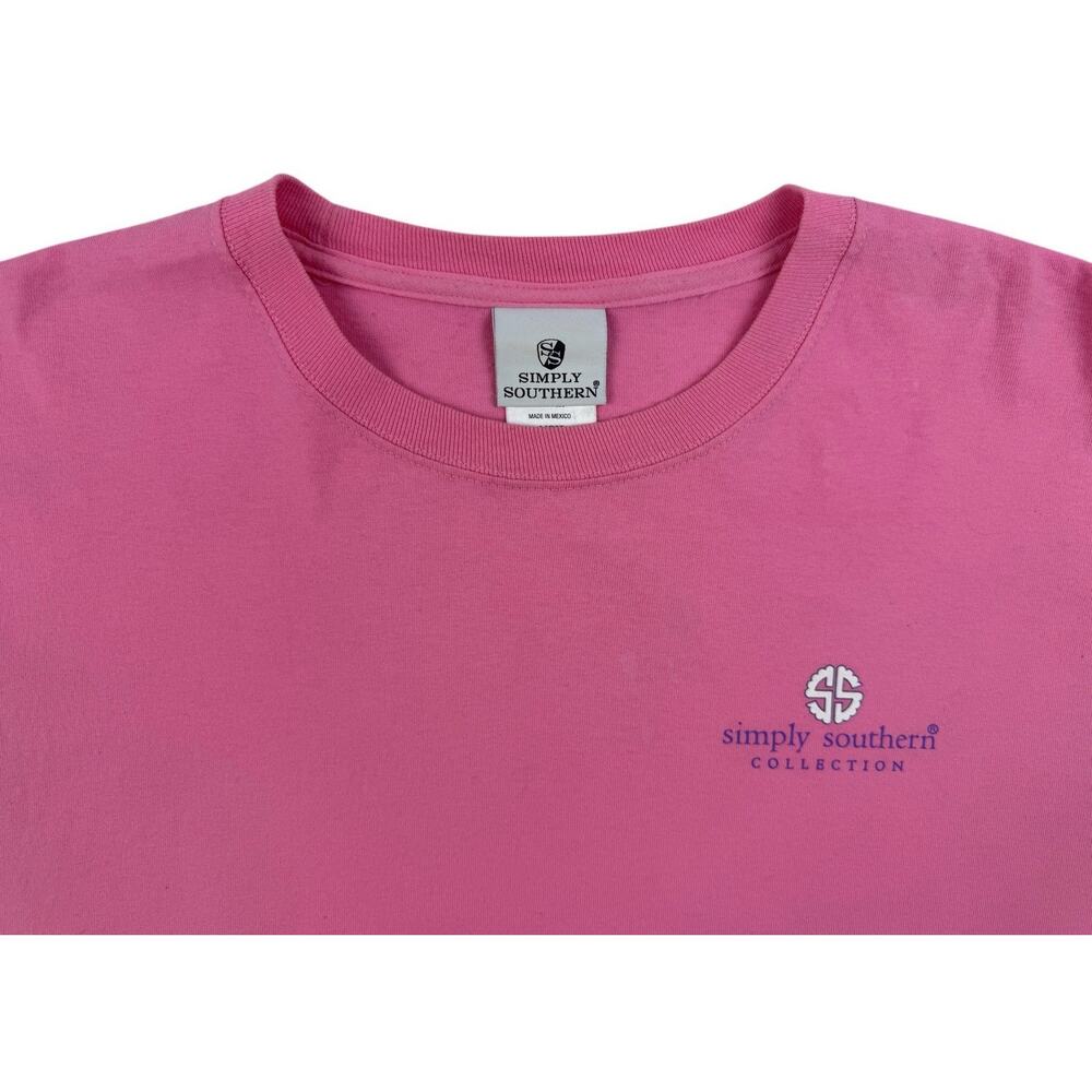 Simply Southern Pineapple Be Sweet Pink Long Sleeve Cotton T-Shirt Large - Picture 5 of 14